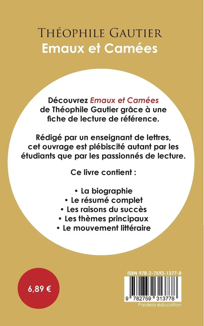 Rückseite: 9782759313778 | Fiche de lecture Emaux et Camées (Étude intégrale) | Théophile Gautier