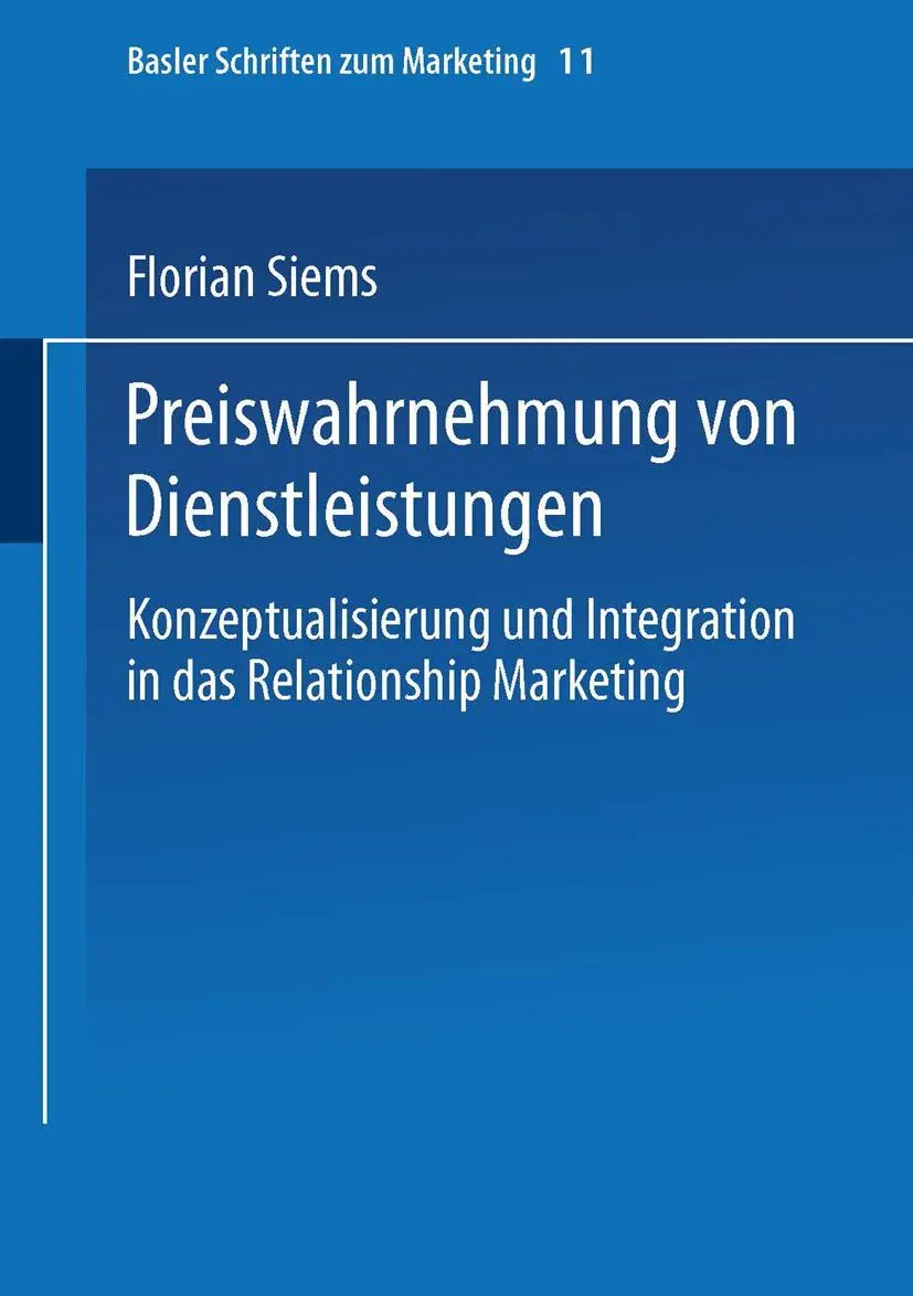 Cover: 9783409123778 | Preiswahrnehmung von Dienstleistungen | Florian Siems | Taschenbuch