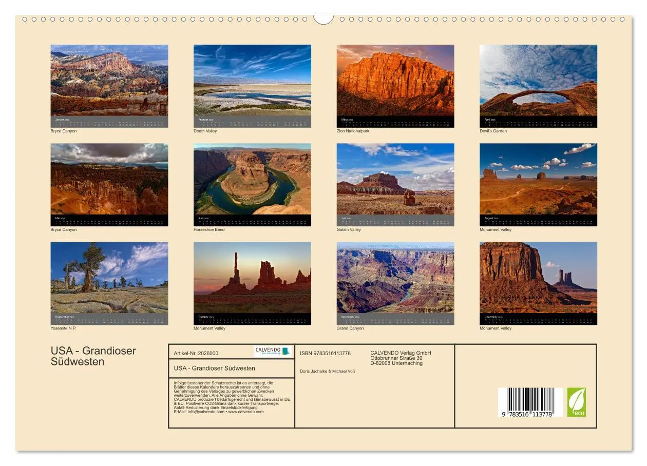 Bild: 9783516113778 | USA - Grandioser Südwesten (hochwertiger Premium Wandkalender 2026...