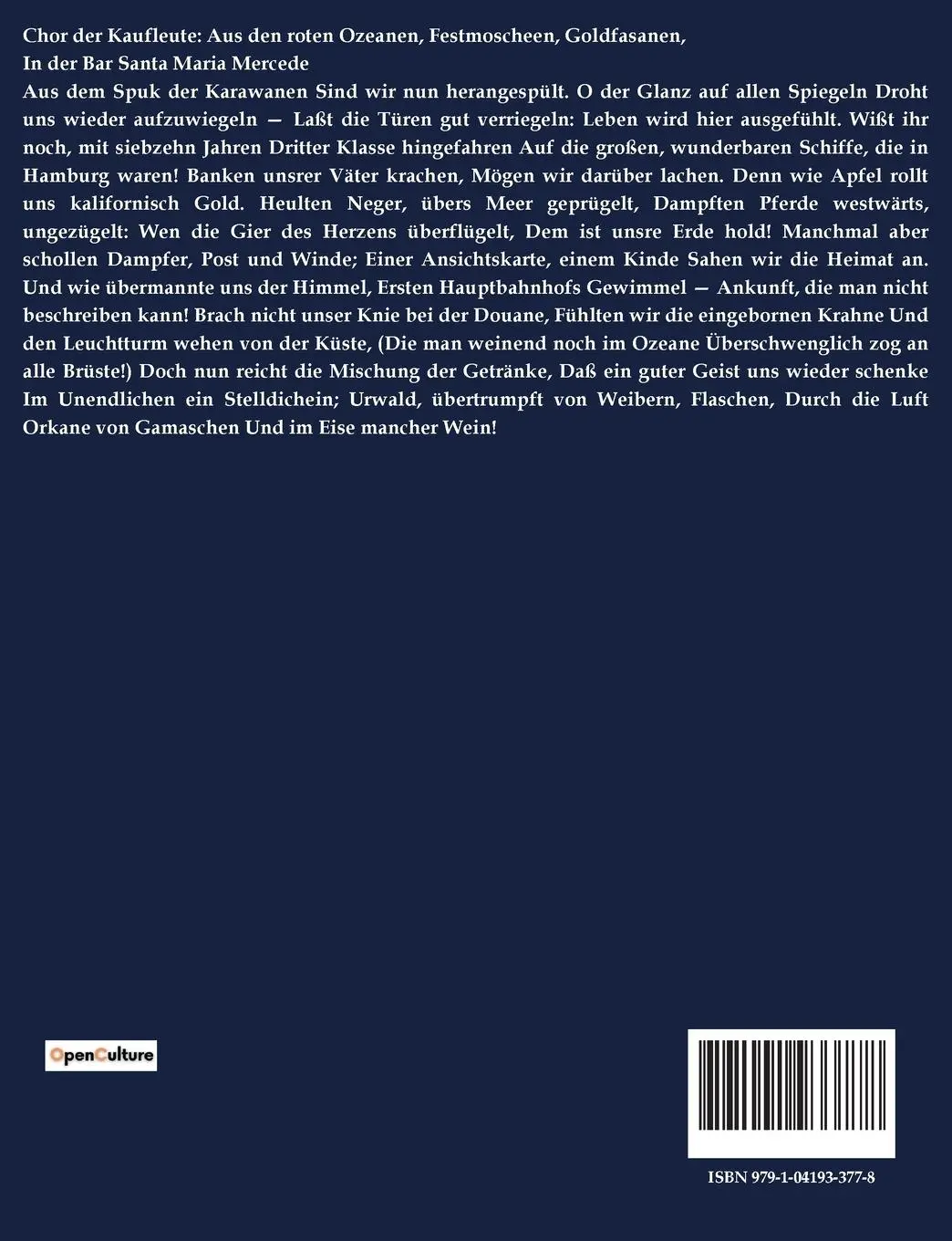 Rückseite: 9791041933778 | DAS UNENDLICHE GESPRÄCH | Walter Hasenclever | Taschenbuch | Paperback