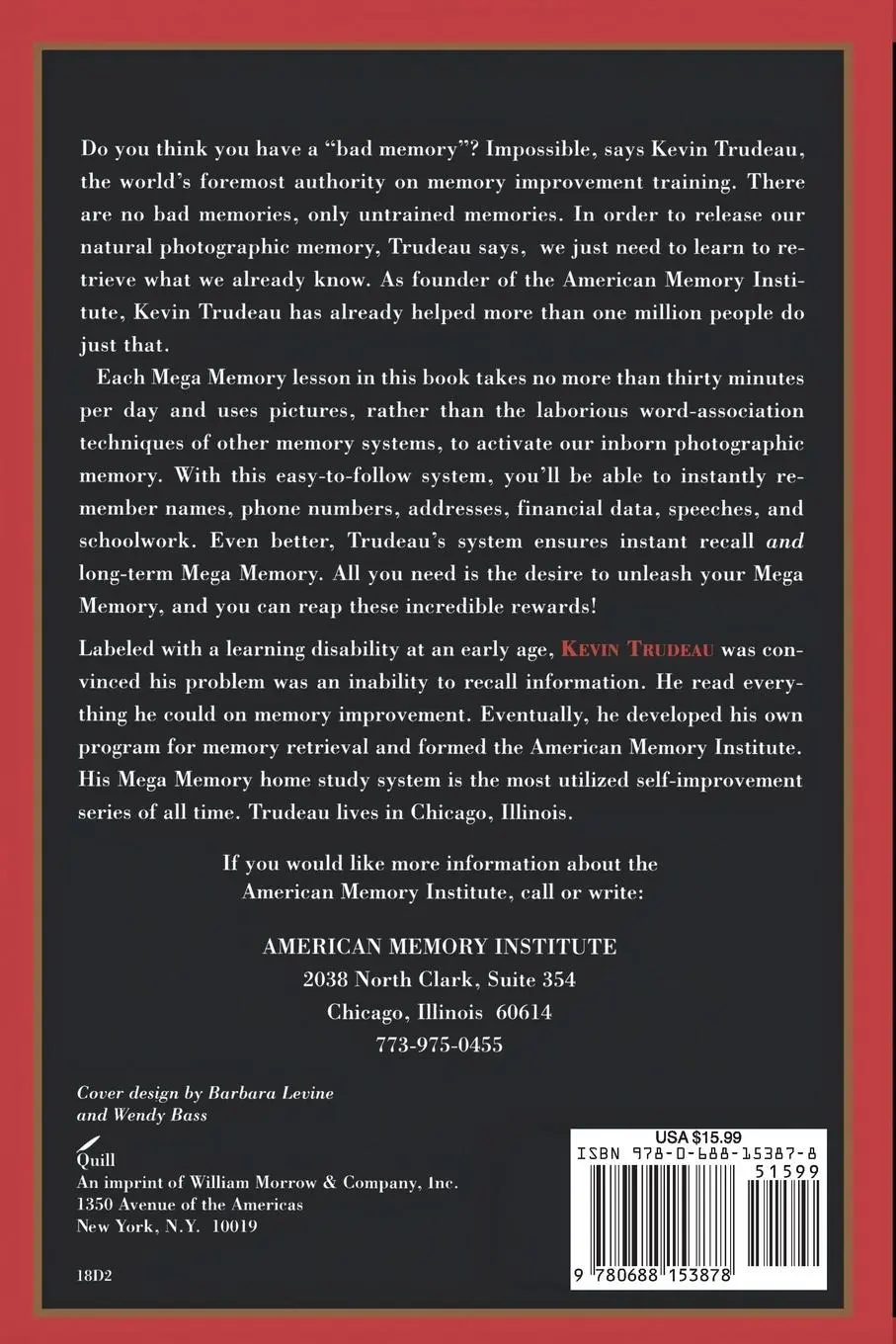 Rückseite: 9780688153878 | Kevin Trudeau's Mega Memory | Kevin Trudeau | Taschenbuch | Englisch