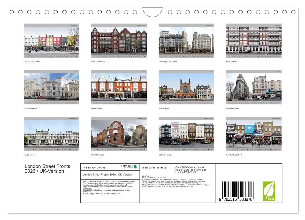 Bild: 9783516583878 | London Street Fronts 2026 / UK-Version (Wall Calendar 2026 DIN A4...
