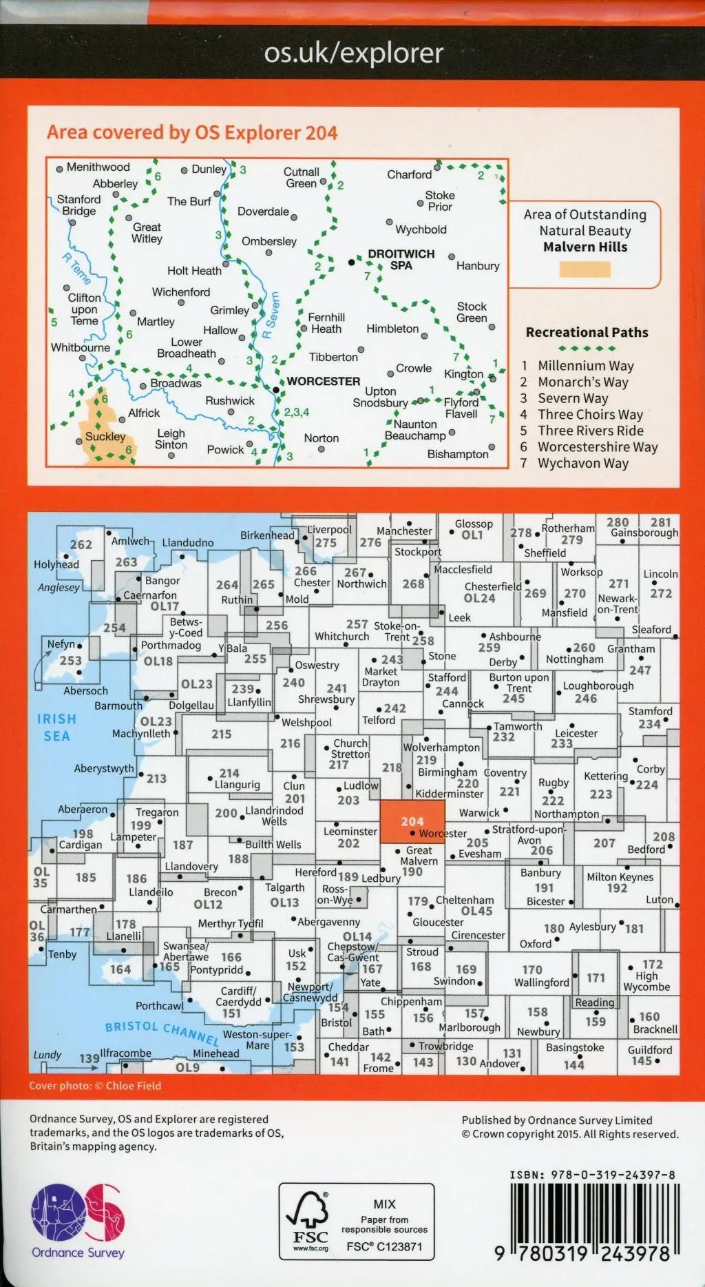 Bild: 9780319243978 | Worcester and Droitwich Spa | Ordnance Survey | (Land-)Karte | 2015