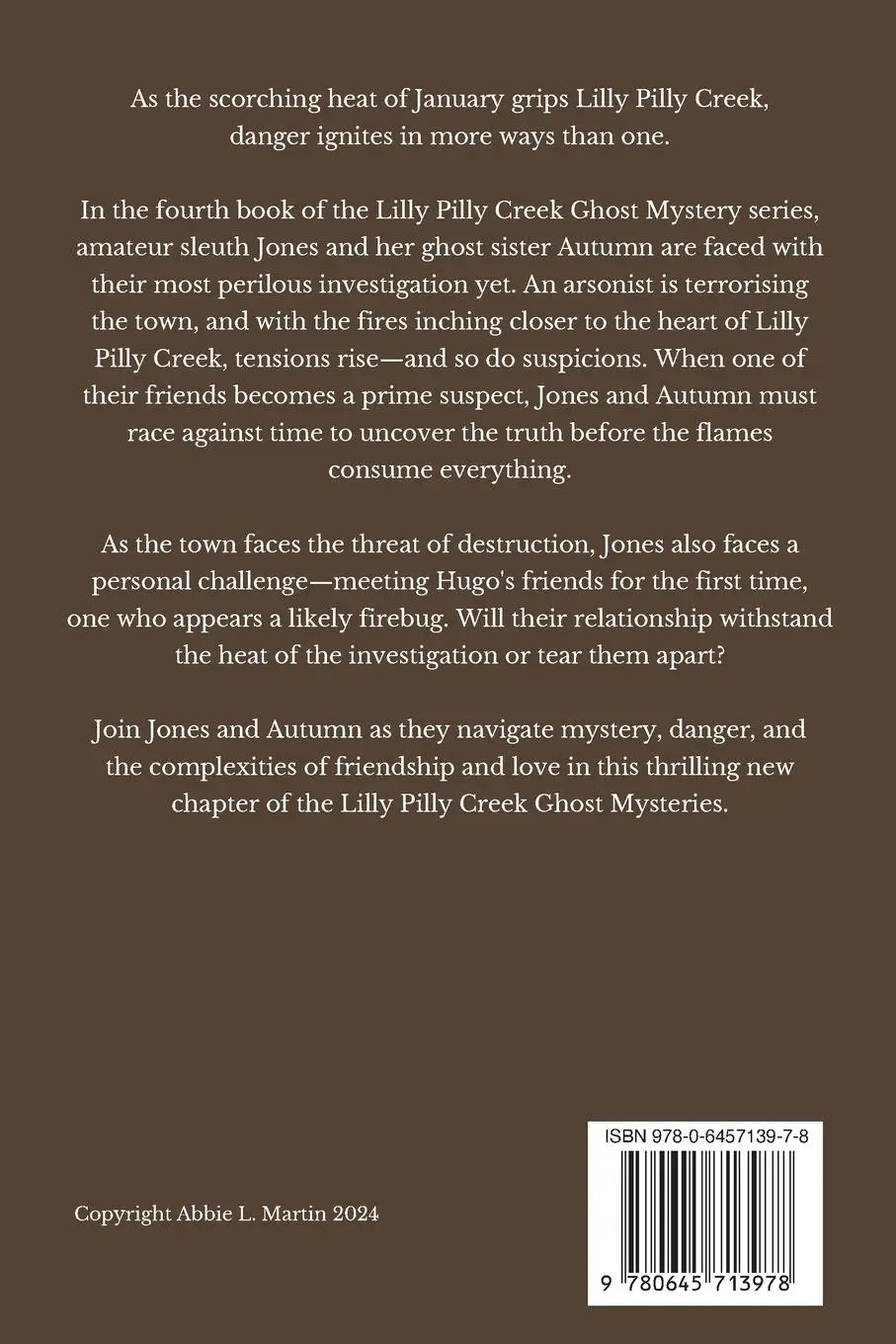 Rückseite: 9780645713978 | The Flames of Lilly Pilly Creek | Cozy ghost mystery amateur sleuth