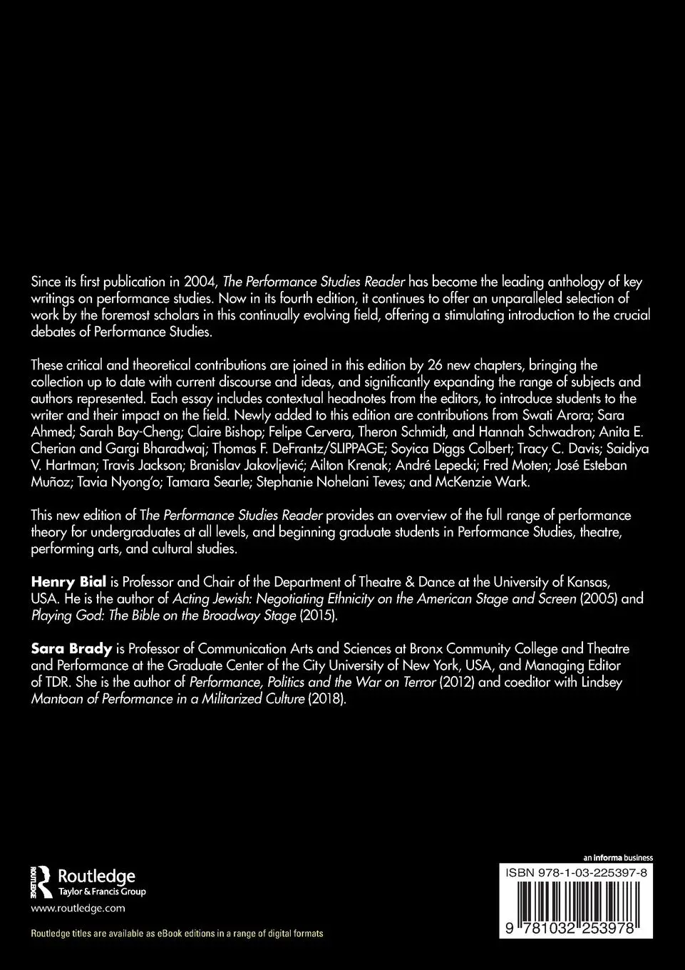 Rückseite: 9781032253978 | The Performance Studies Reader | Henry Bial (u. a.) | Taschenbuch