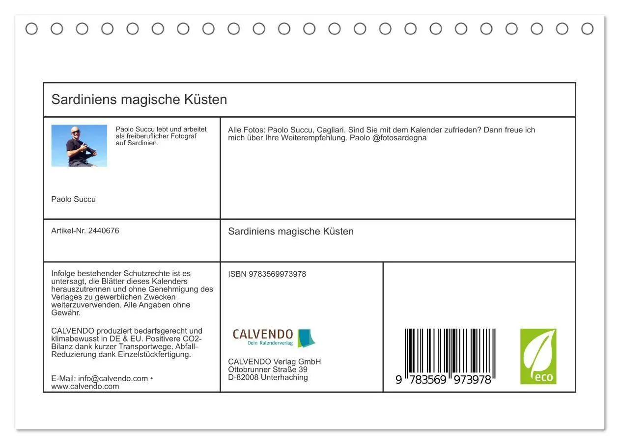 Bild: 9783569973978 | Sardiniens magische Küsten (Tischkalender 2027 DIN A5 quer),...