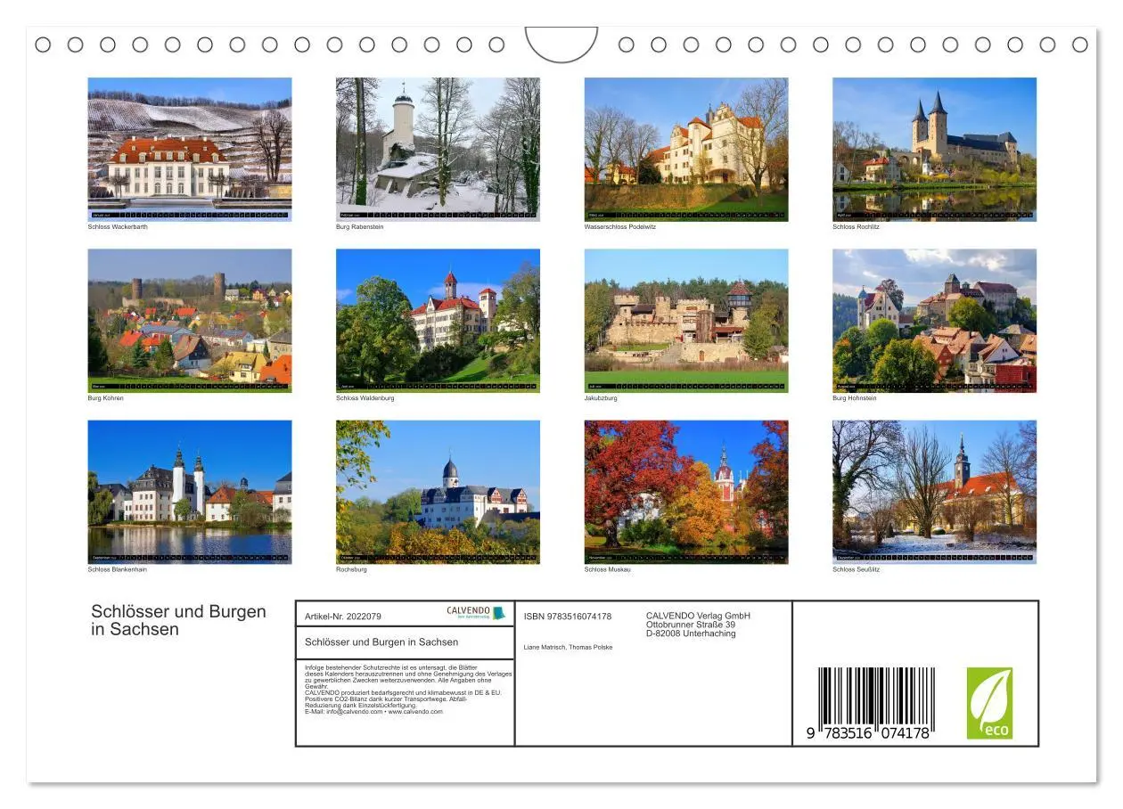 Bild: 9783516074178 | Schlösser und Burgen in Sachsen (Wandkalender 2026 DIN A4 quer),...