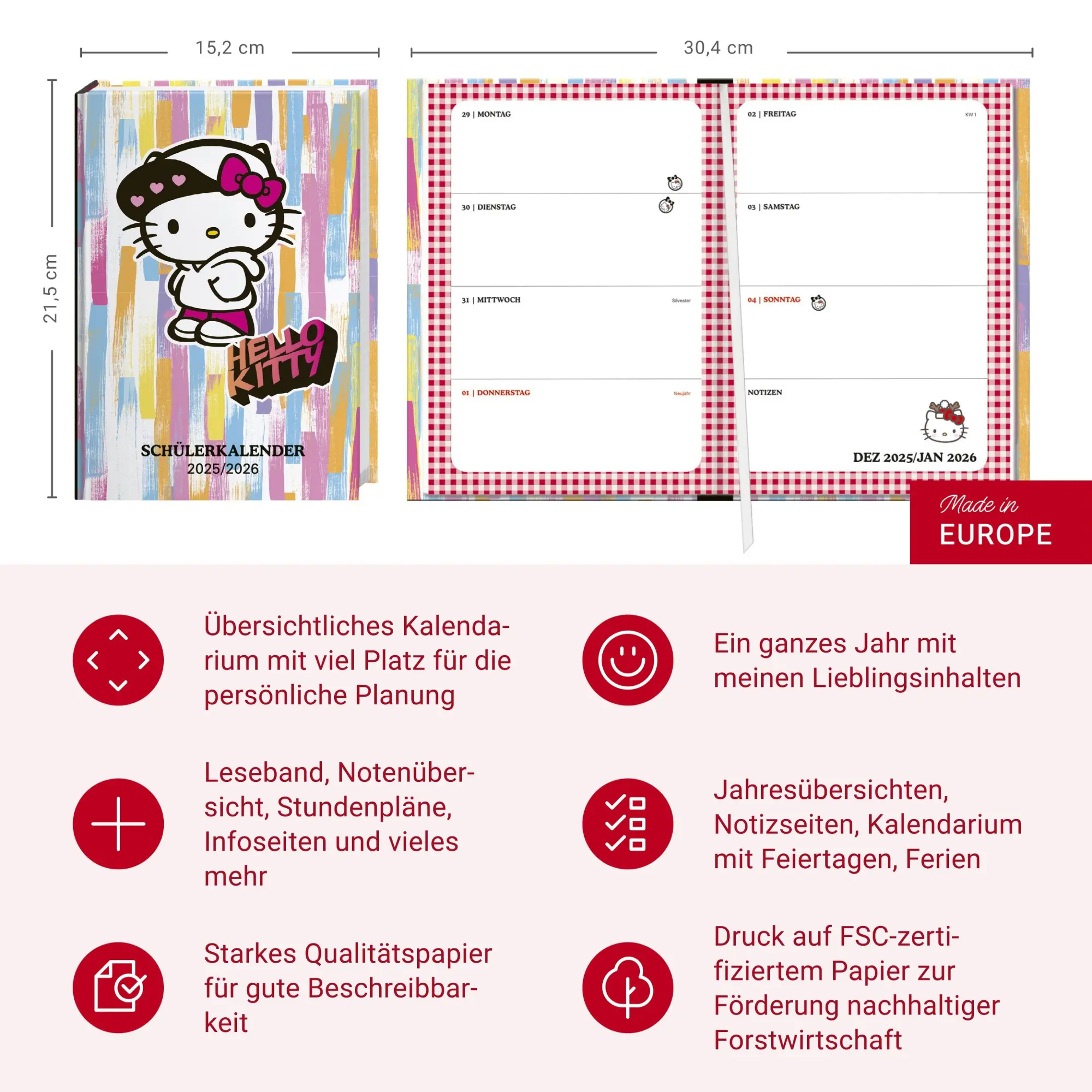 Bild: 9783756414178 | Hello Kitty Schülerkalender A5 2026 - 17 Monate ab August 2025 | Buch