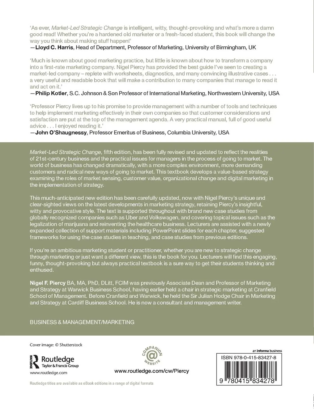 Rückseite: 9780415834278 | Market-Led Strategic Change | Nigel F. Piercy | Taschenbuch | Englisch