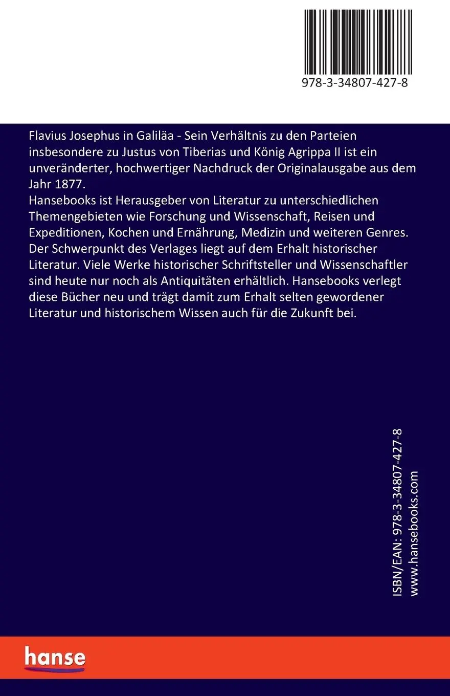 Rückseite: 9783348074278 | Flavius Josephus in Galiläa | Aron Baerwald | Taschenbuch | 72 S.