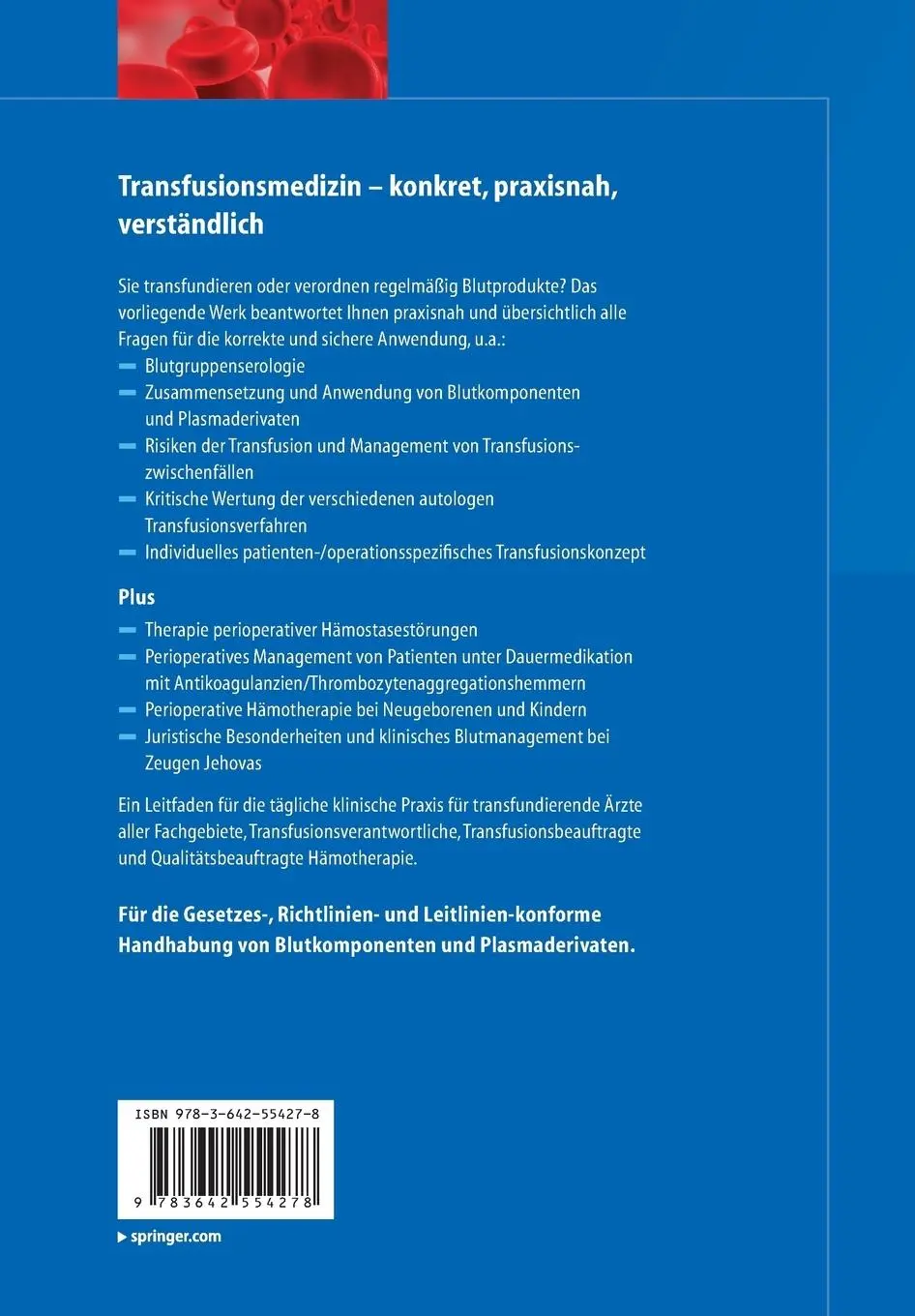 Rückseite: 9783642554278 | Transfusionspraxis | Gabriele Walther-Wenke (u. a.) | Taschenbuch