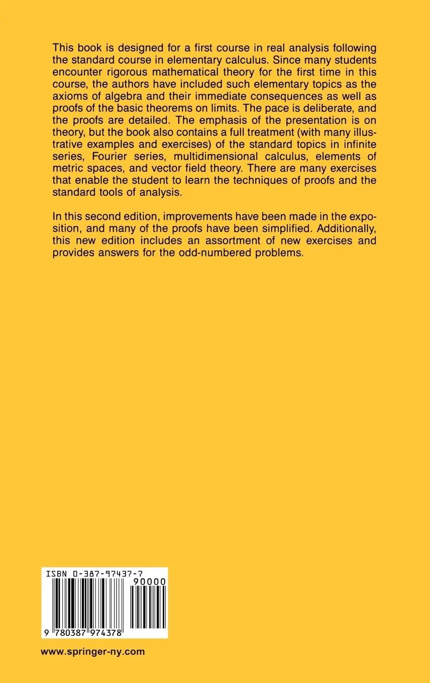 Rückseite: 9780387974378 | A First Course in Real Analysis | Charles B. Jr. Morrey (u. a.) | Buch
