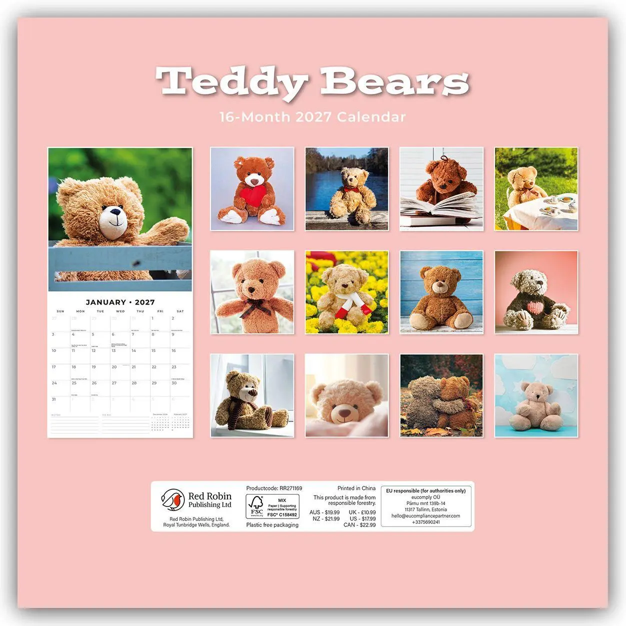 Bild: 9781837014378 | Teddy Bears - Teddybären 2027 - 16-Monatskalender | Robin Red | 28 S.