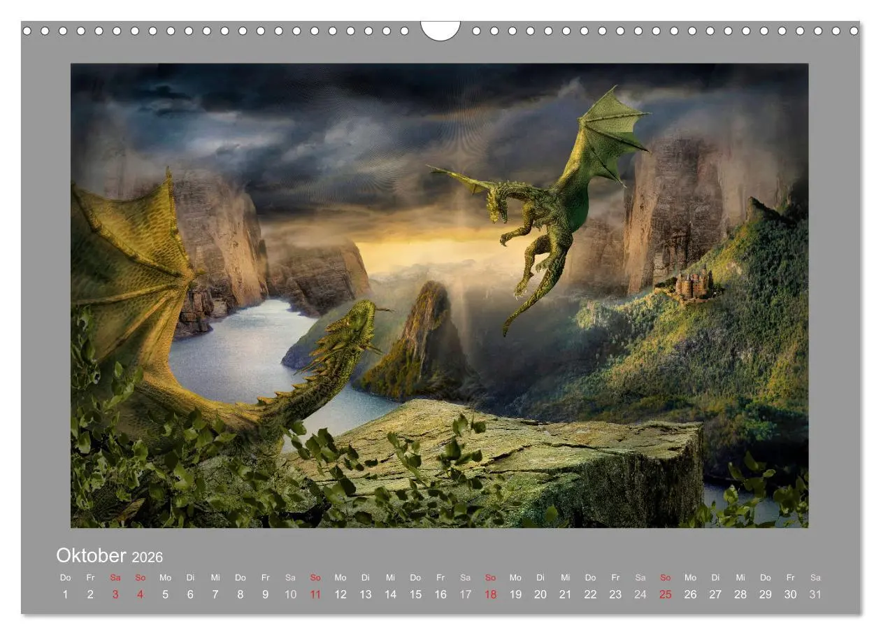 Bild: 9783457654378 | Land der Drachen (Wandkalender 2026 DIN A3 quer), CALVENDO...