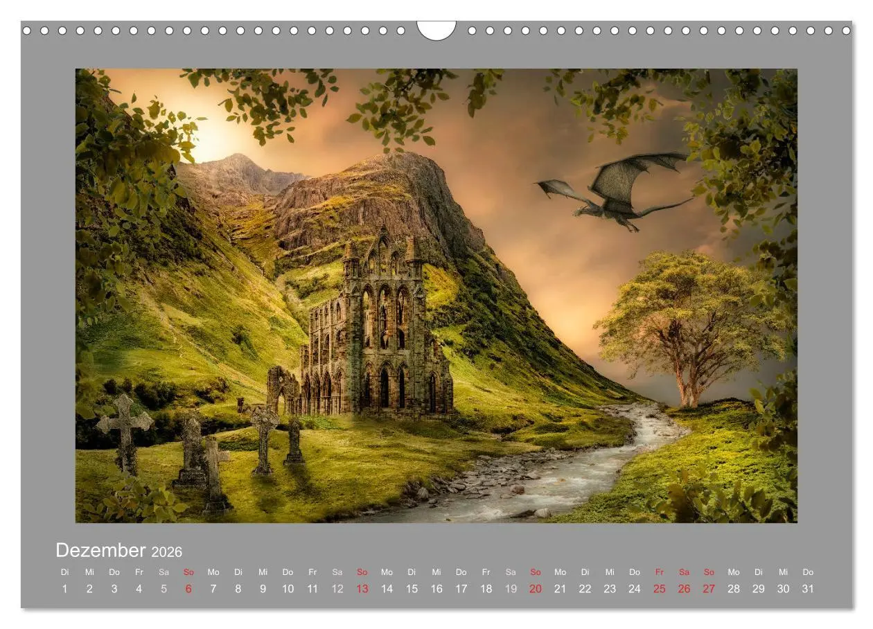 Bild: 9783457654378 | Land der Drachen (Wandkalender 2026 DIN A3 quer), CALVENDO...