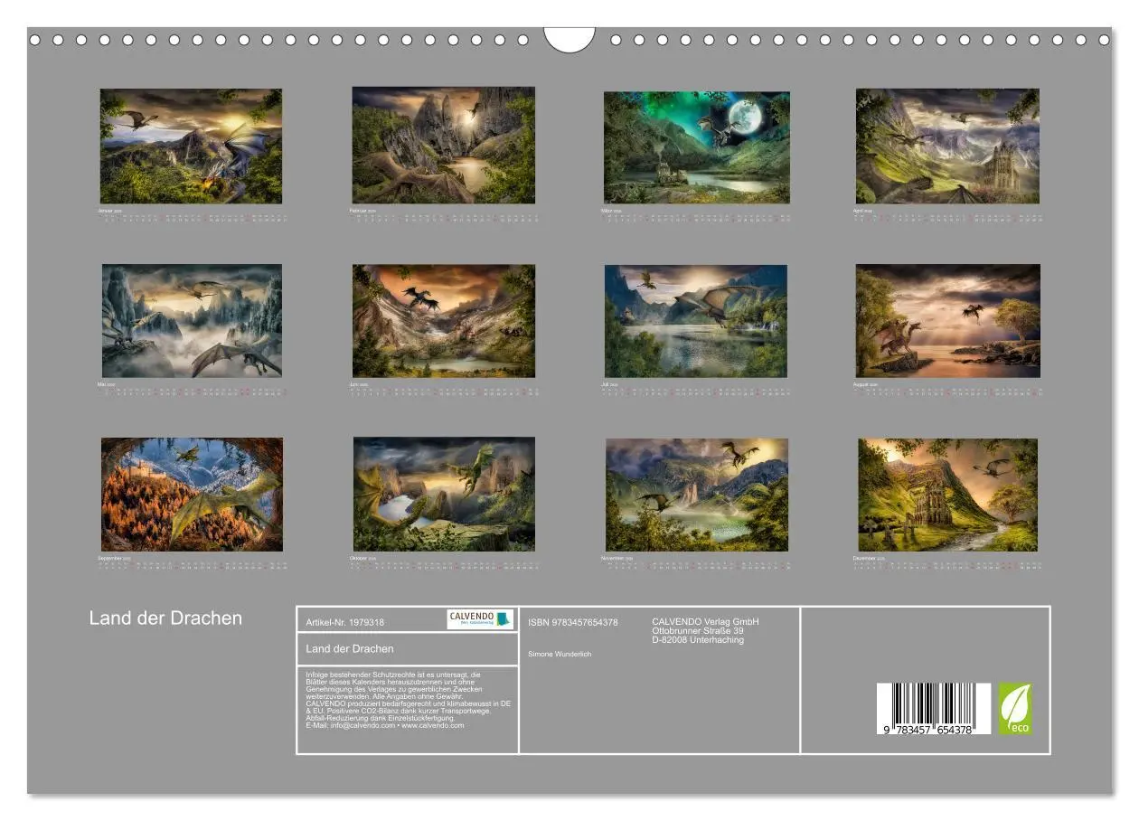Bild: 9783457654378 | Land der Drachen (Wandkalender 2026 DIN A3 quer), CALVENDO...