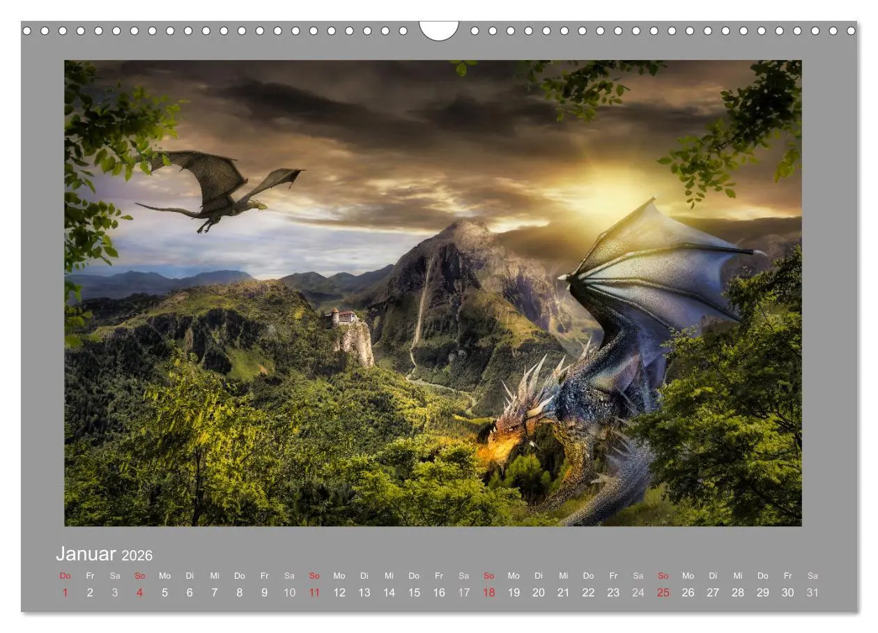 Bild: 9783457654378 | Land der Drachen (Wandkalender 2026 DIN A3 quer), CALVENDO...