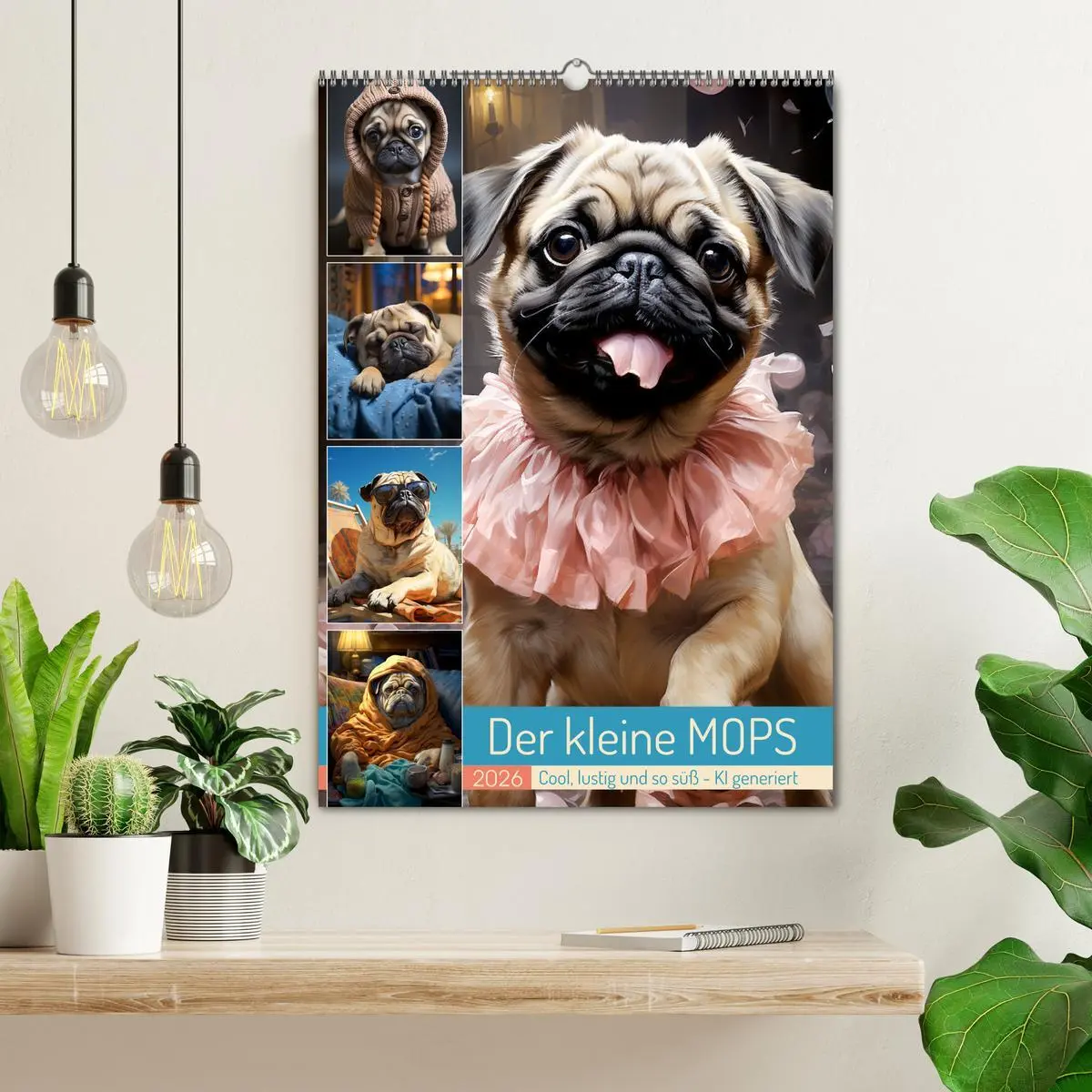 Bild: 9783516294378 | Der kleine Mops (Wandkalender 2026 DIN A2 hoch), CALVENDO...