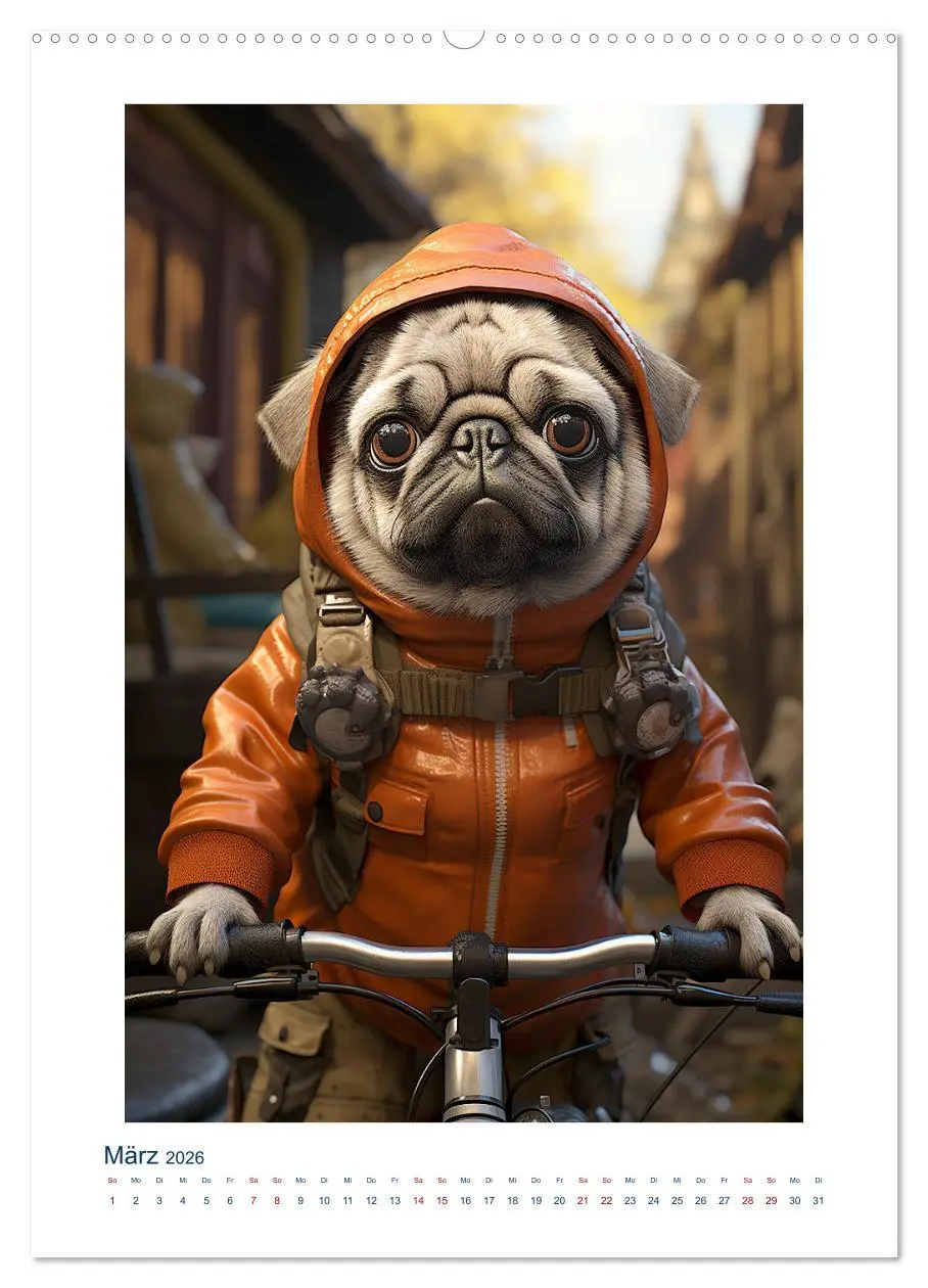 Bild: 9783516294378 | Der kleine Mops (Wandkalender 2026 DIN A2 hoch), CALVENDO...