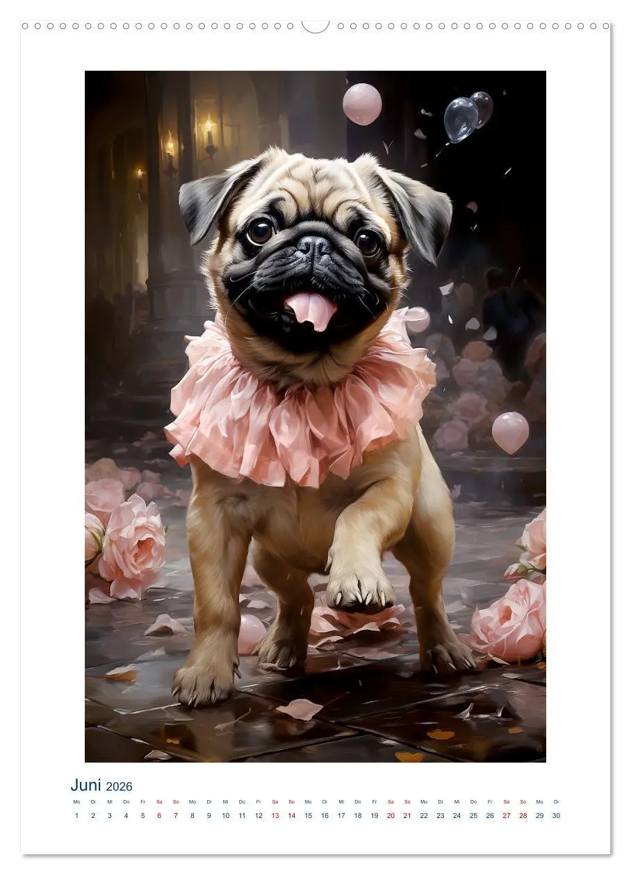 Bild: 9783516294378 | Der kleine Mops (Wandkalender 2026 DIN A2 hoch), CALVENDO...