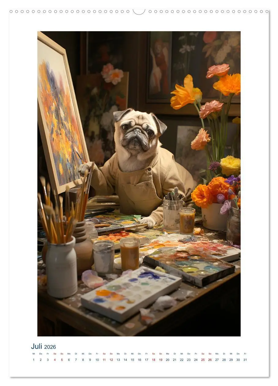 Bild: 9783516294378 | Der kleine Mops (Wandkalender 2026 DIN A2 hoch), CALVENDO...
