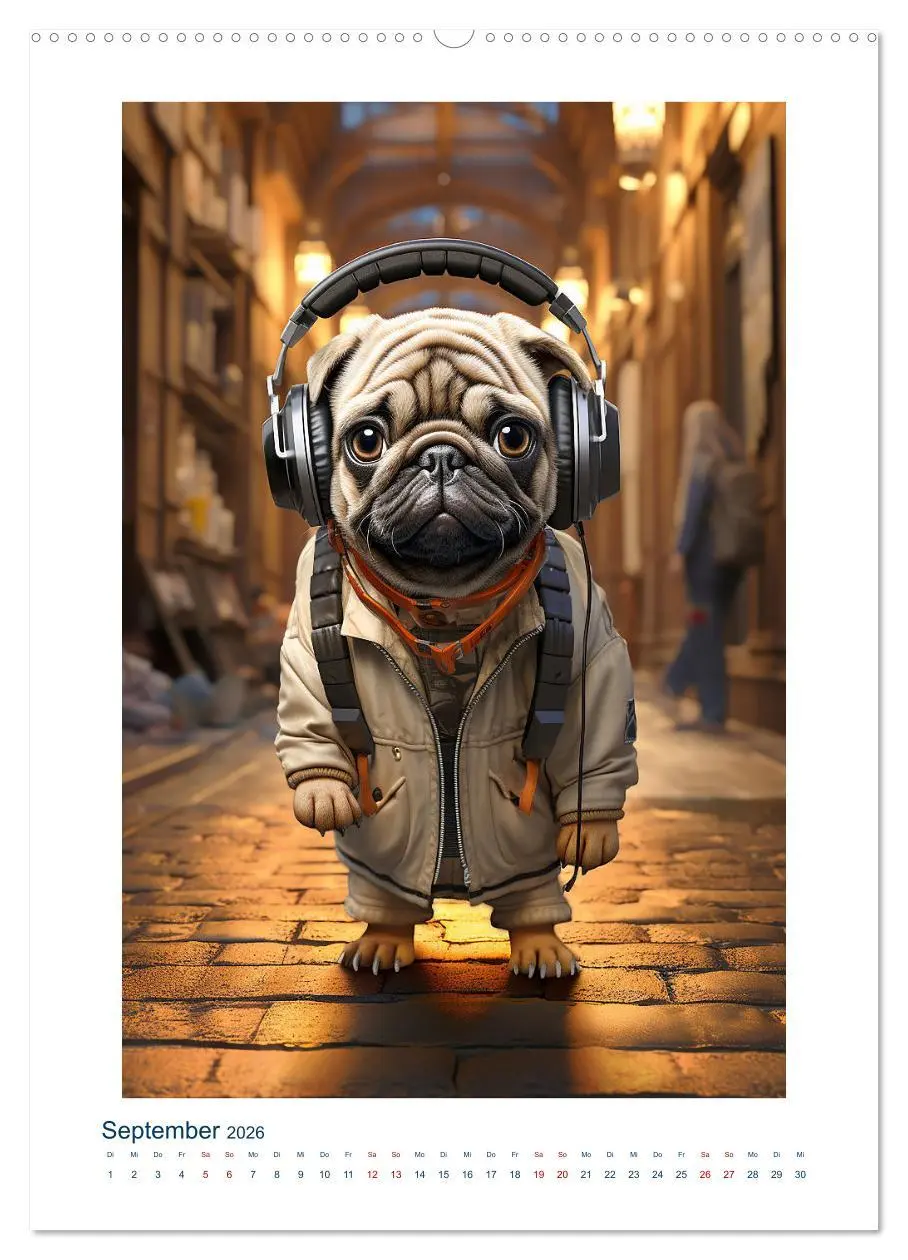 Bild: 9783516294378 | Der kleine Mops (Wandkalender 2026 DIN A2 hoch), CALVENDO...