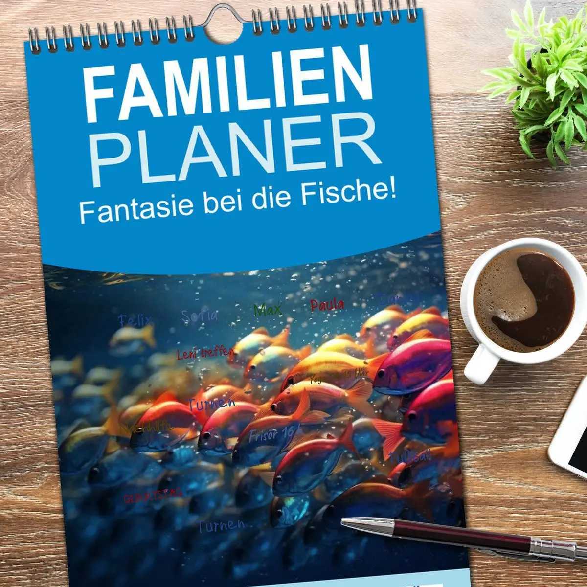 Bild: 9783516504378 | Familienplaner 2026 - Fantasie bei die Fische! mit 5 Spalten...