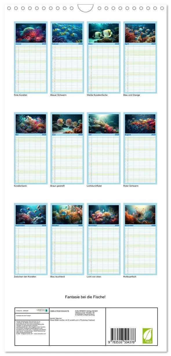 Bild: 9783516504378 | Familienplaner 2026 - Fantasie bei die Fische! mit 5 Spalten...