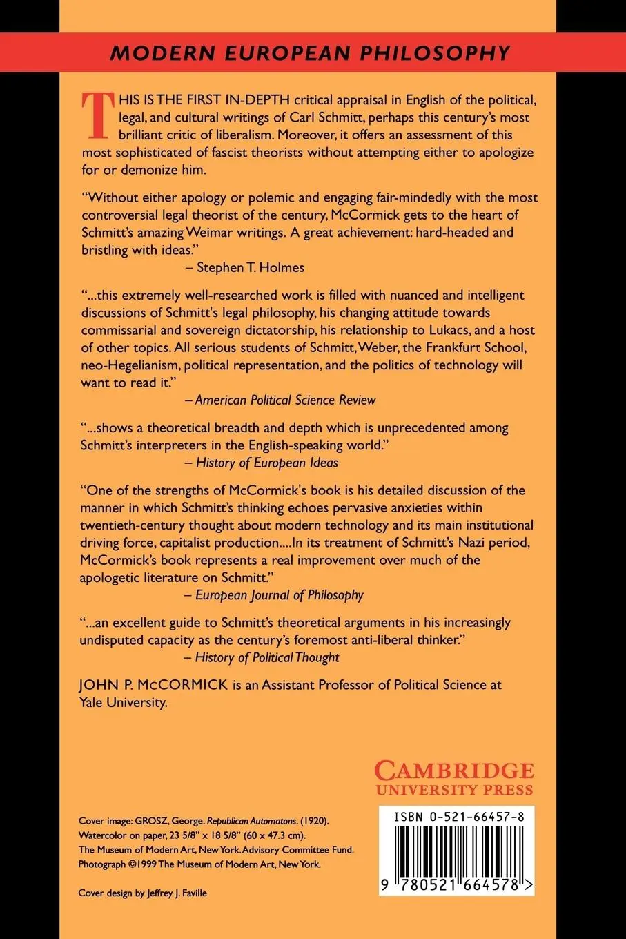 Rückseite: 9780521664578 | Carl Schmitt's Critique of Liberalism | Against Politics as Technology