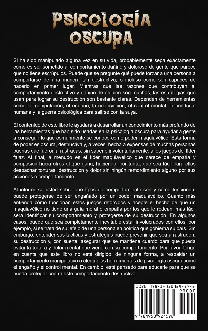Rückseite: 9781950924578 | Psicología oscura | Steven Turner | Buch | Gebunden | Spanisch | 2019