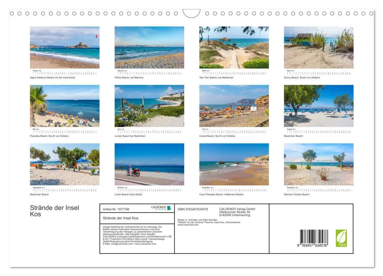 Bild: 9783457634578 | Strände der Insel Kos (Wandkalender 2026 DIN A3 quer), CALVENDO...