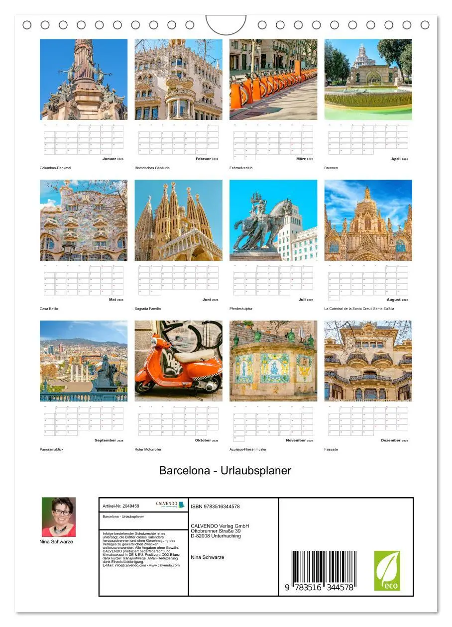 Bild: 9783516344578 | Barcelona - Urlaubsplaner (Wandkalender 2026 DIN A4 hoch), CALVENDO...