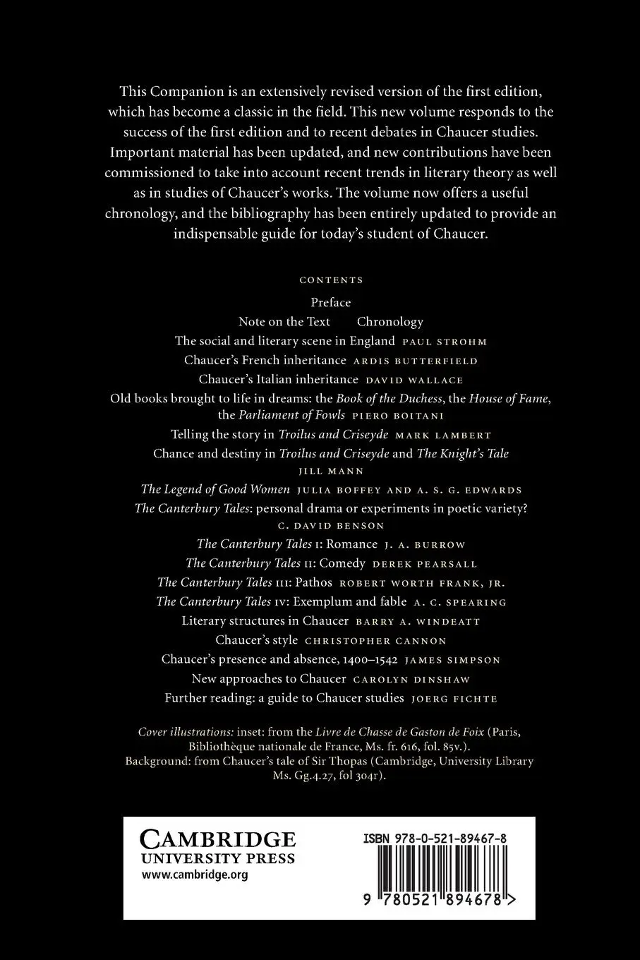 Rückseite: 9780521894678 | The Cambridge Companion to Chaucer | Piero Boitani (u. a.) | Buch