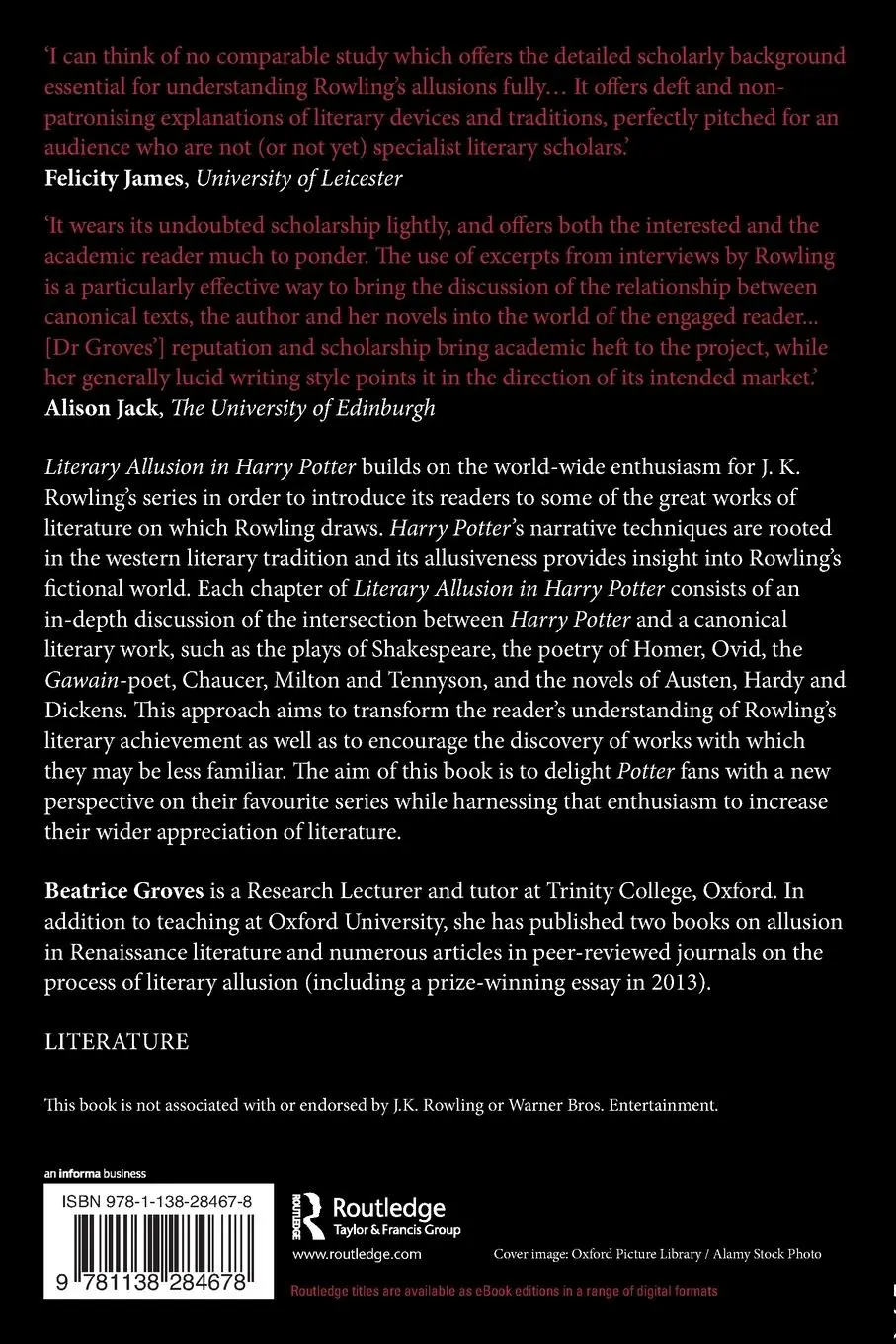 Rückseite: 9781138284678 | Literary Allusion in Harry Potter | Beatrice Groves | Taschenbuch