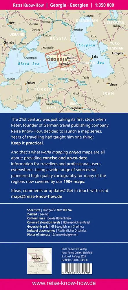 Rückseite: 9783831774678 | Reise Know-How Landkarte Georgien / Georgia (1:350.000) | (Land-)Karte