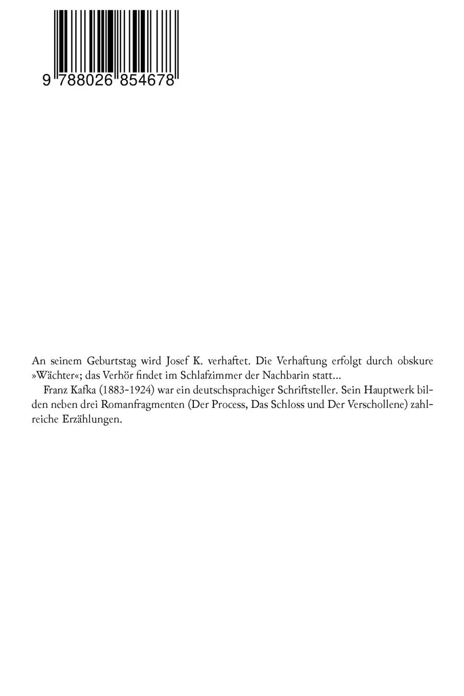 Rückseite: 9788026854678 | Der Prozess | Franz Kafka | Taschenbuch | 116 S. | Englisch | 2017