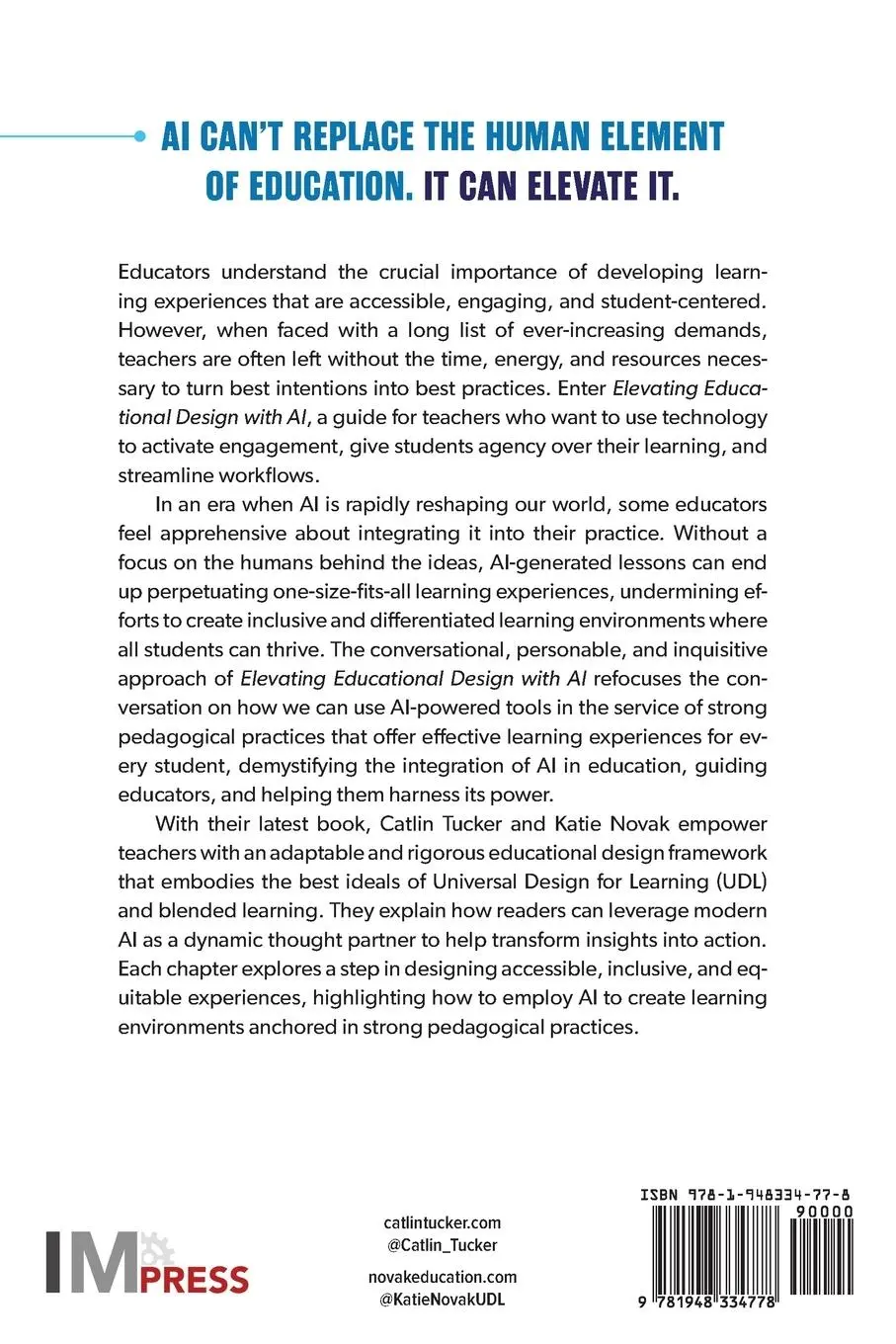 Rückseite: 9781948334778 | Elevating Educational Design with AI | Catlin R. Tucker (u. a.) | Buch