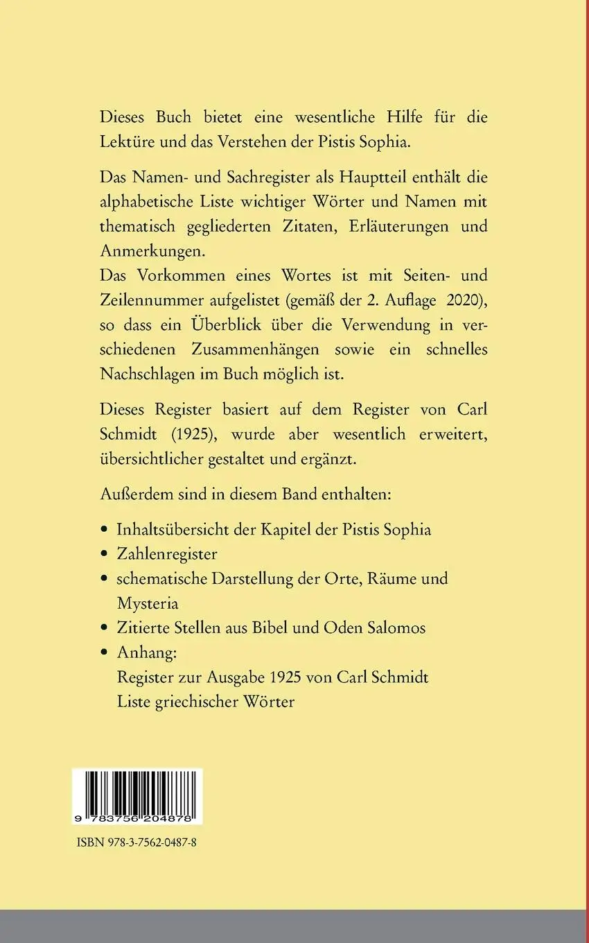 Rückseite: 9783756204878 | Register zur Pistis Sophia | Andreas Döhrer | Taschenbuch | Paperback