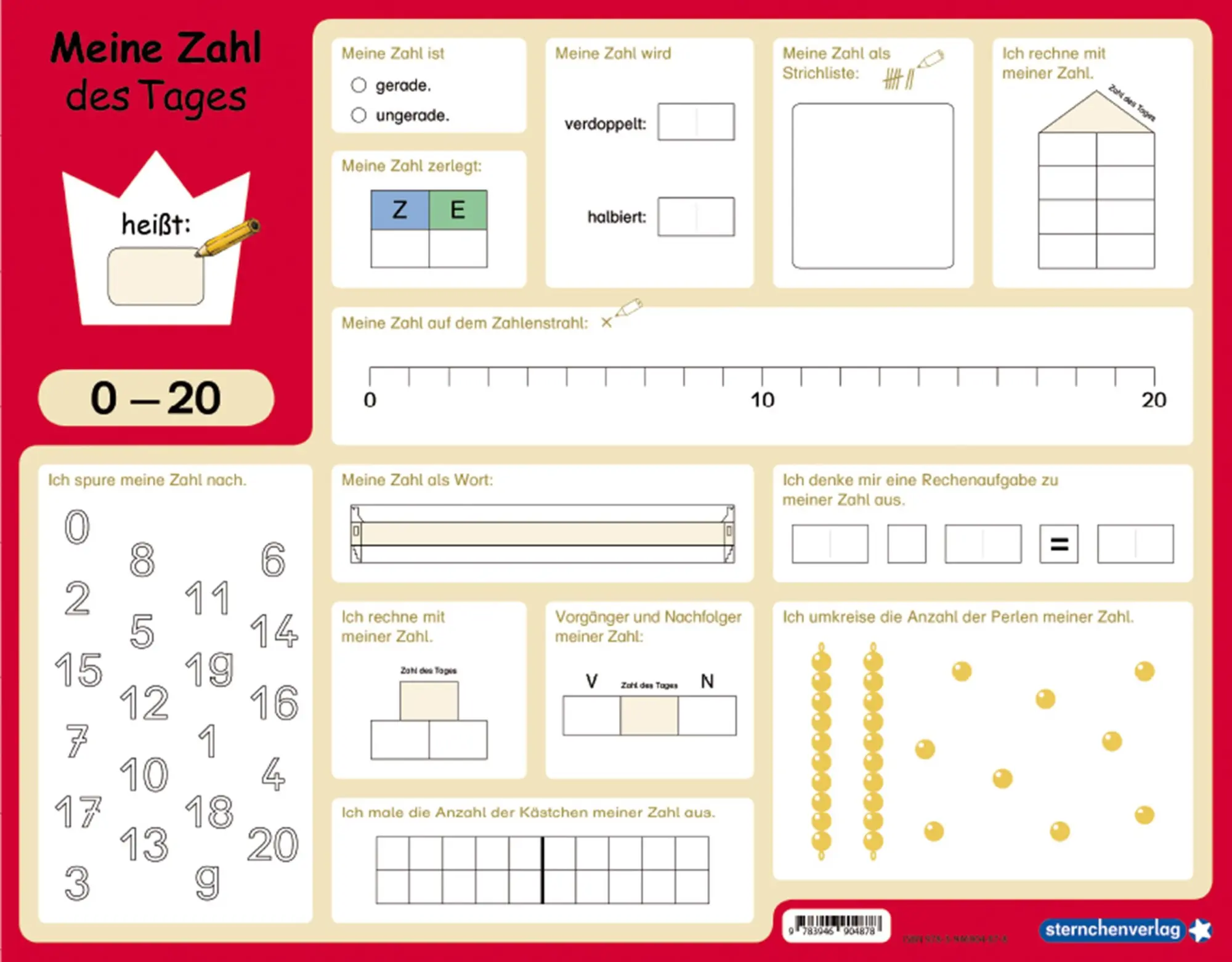 Rückseite: 9783946904878 | Meine Zahl des Tages 0-10 und 0-20 - wiederbeschreibbare Lerntafel...