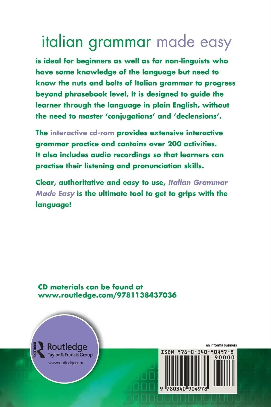 Rückseite: 9780340904978 | Italian Grammar Made Easy | Mike Zollo (u. a.) | Taschenbuch | 2005