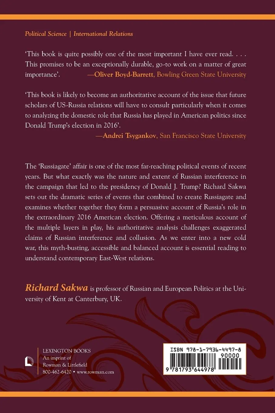 Rückseite: 9781793644978 | Deception | Russiagate and the New Cold War | Richard Sakwa | Buch