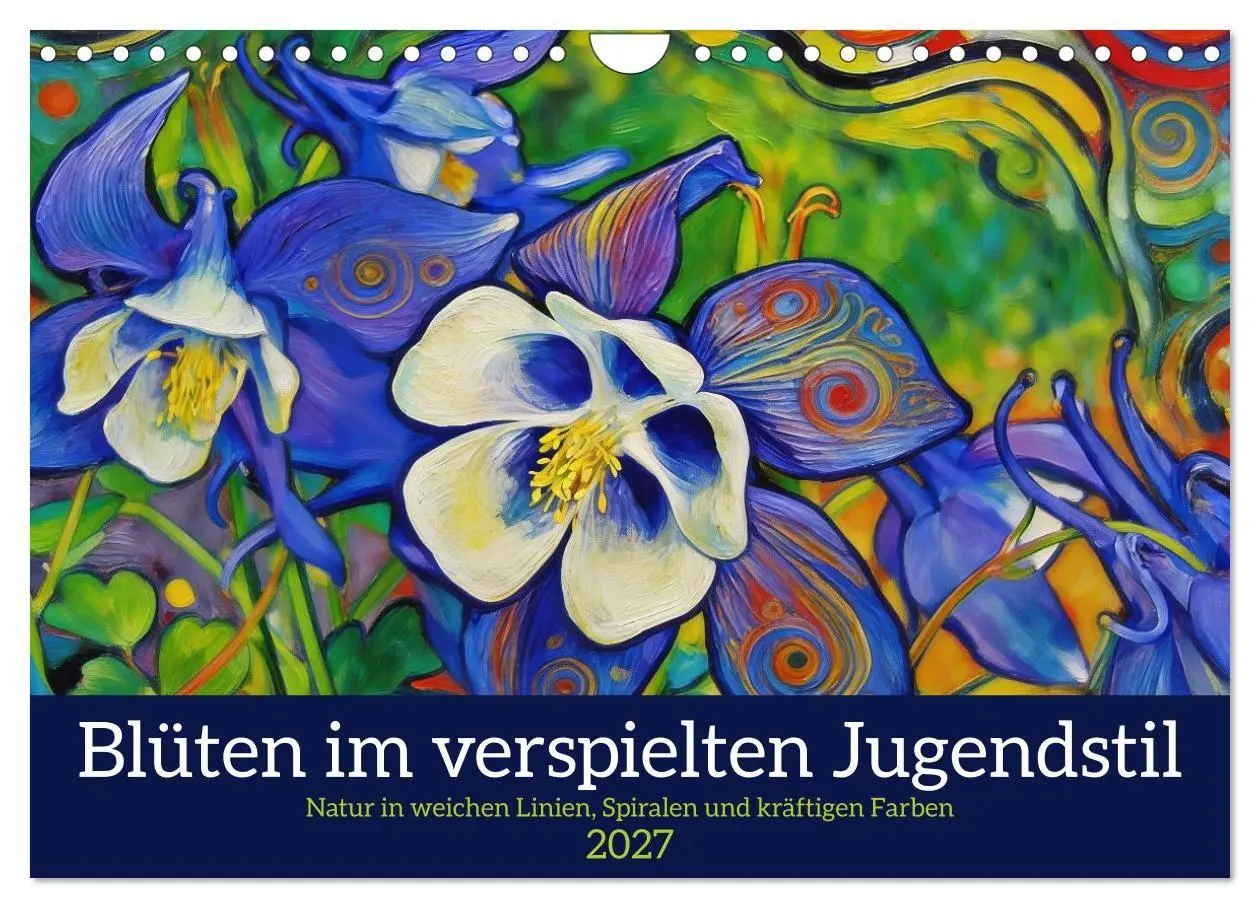 Cover: 9783516784978 | Blüten im verspielten Jugendstil (Wandkalender 2027 DIN A4 quer),...