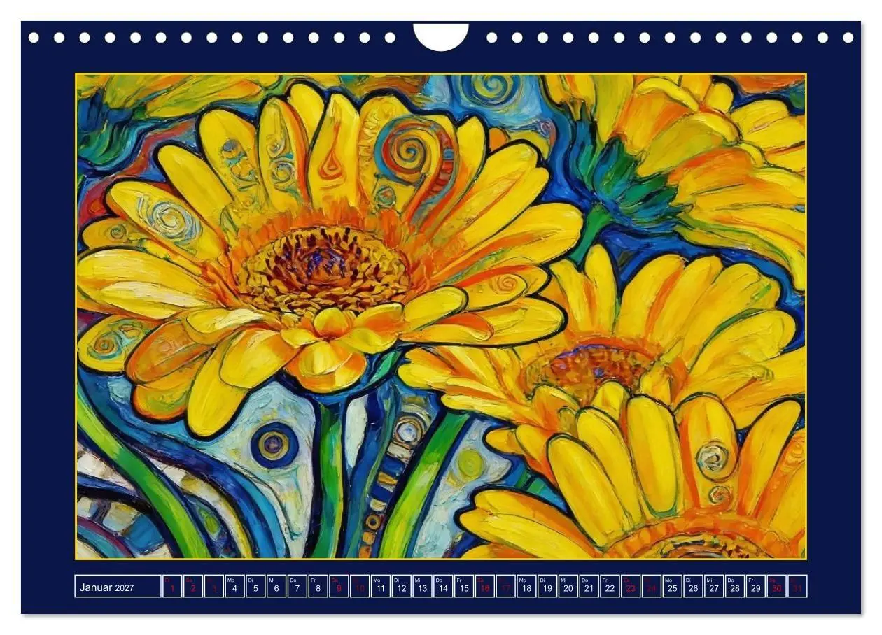 Bild: 9783516784978 | Blüten im verspielten Jugendstil (Wandkalender 2027 DIN A4 quer),...