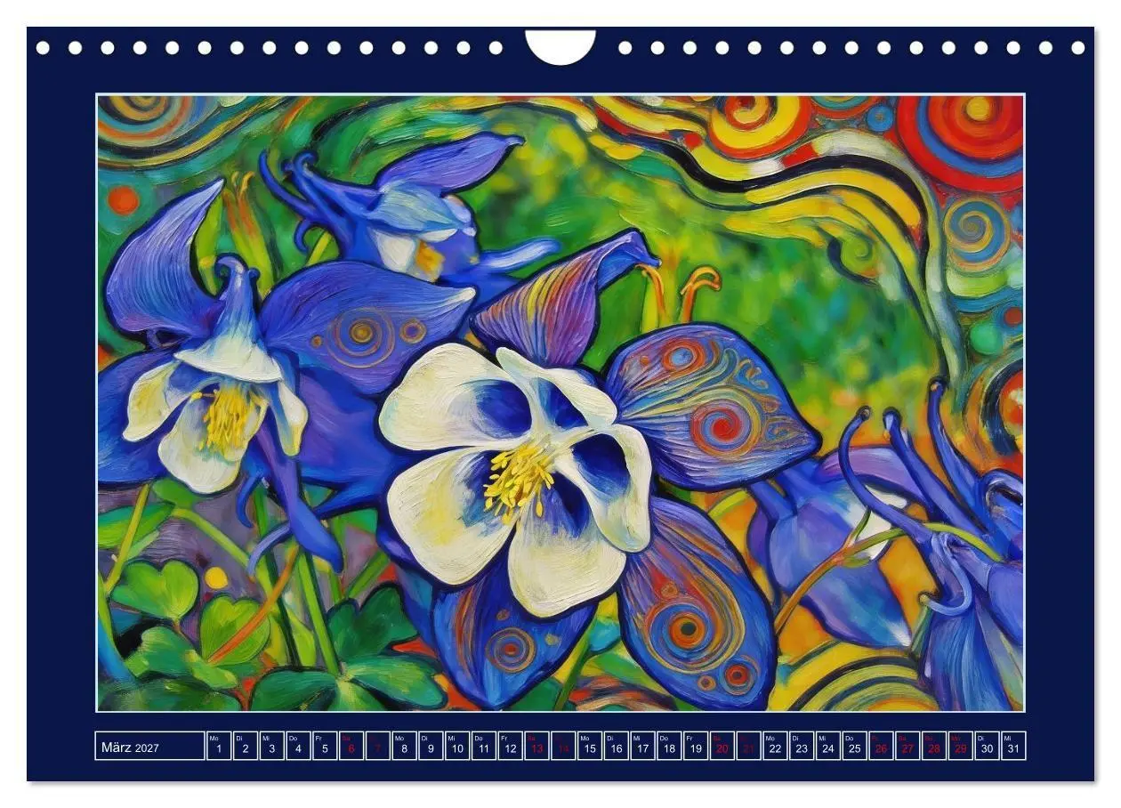 Bild: 9783516784978 | Blüten im verspielten Jugendstil (Wandkalender 2027 DIN A4 quer),...