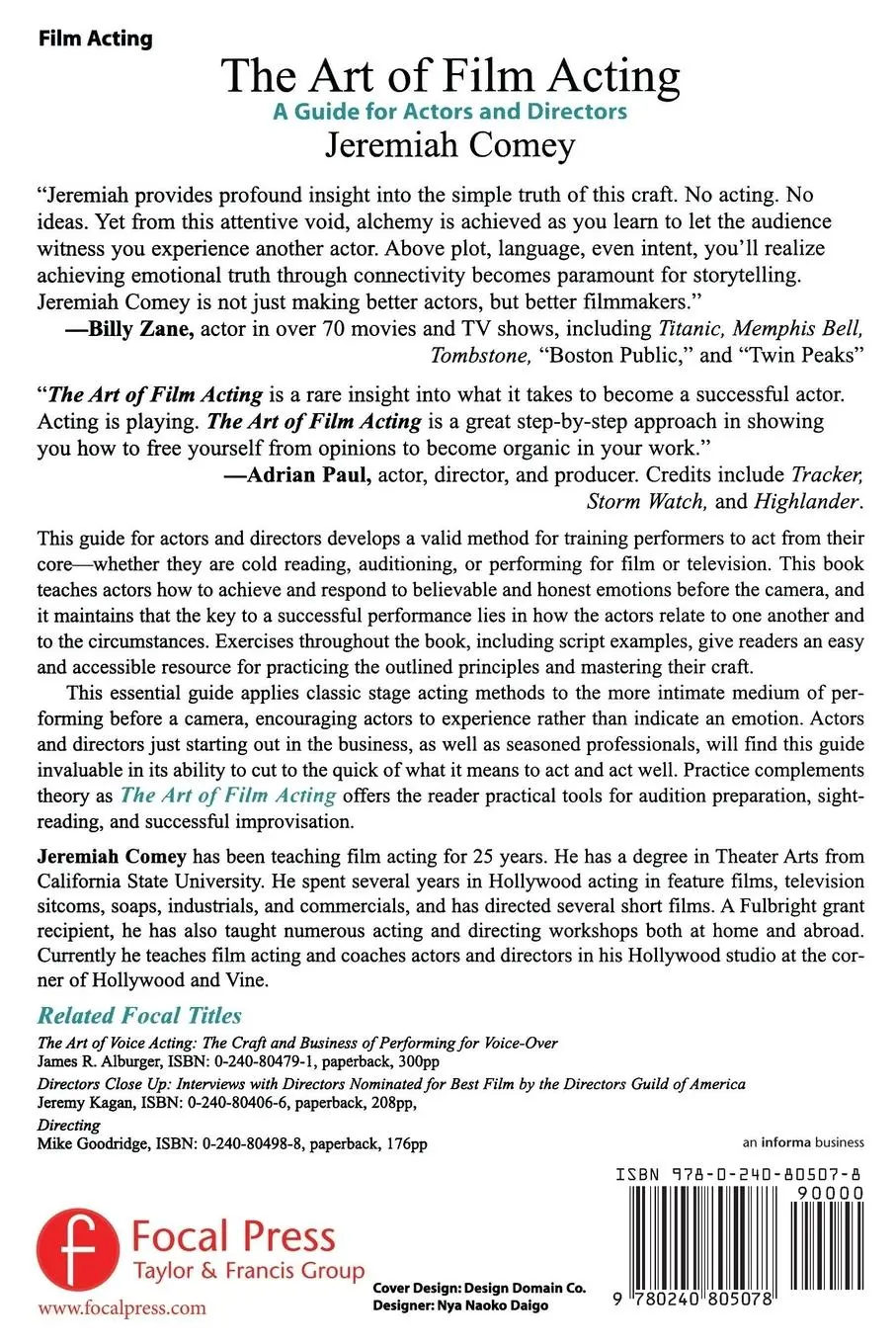 Rückseite: 9780240805078 | The Art of Film Acting | A Guide For Actors and Directors | Comey
