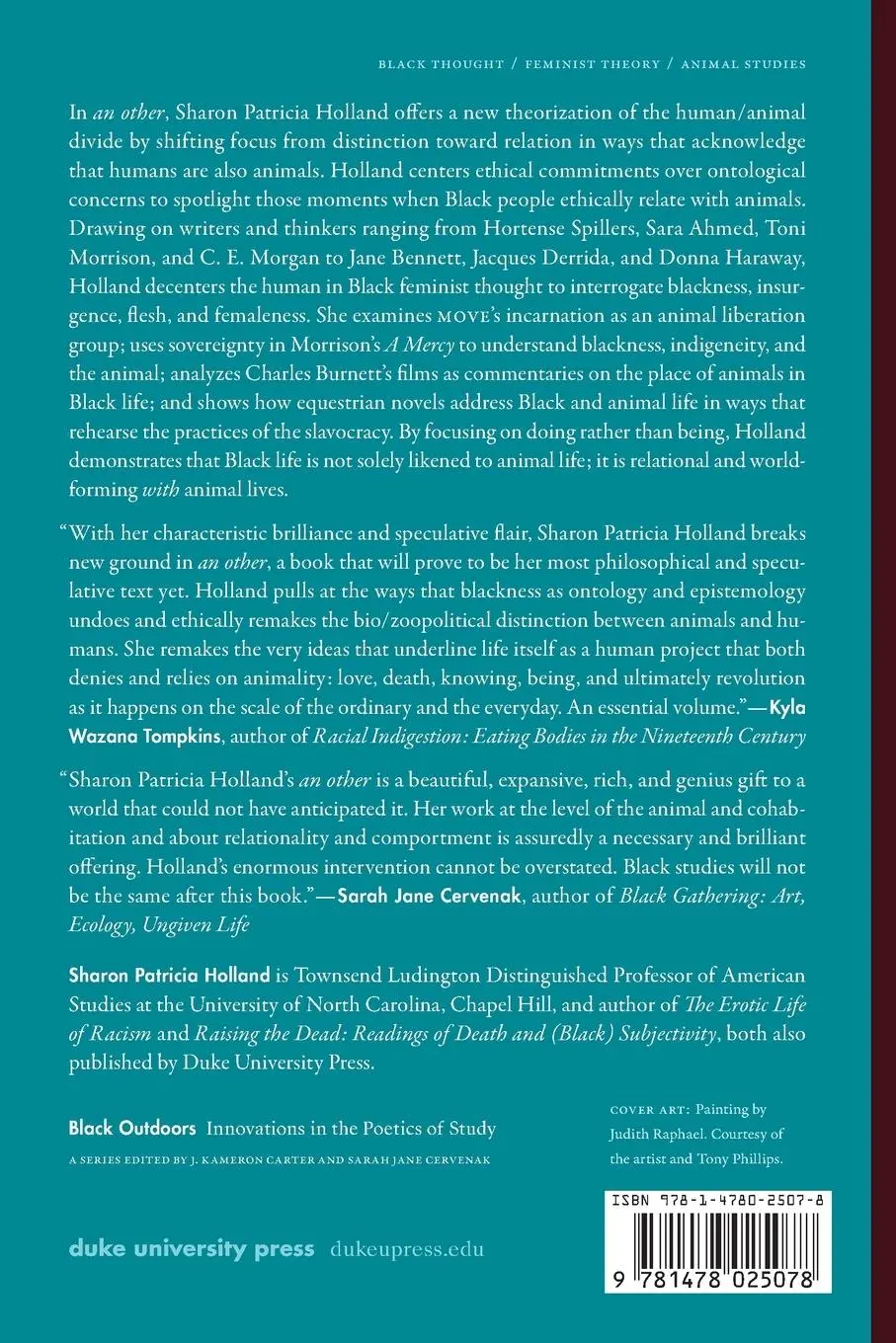 Rückseite: 9781478025078 | an other | a black feminist consideration of animal life | Holland