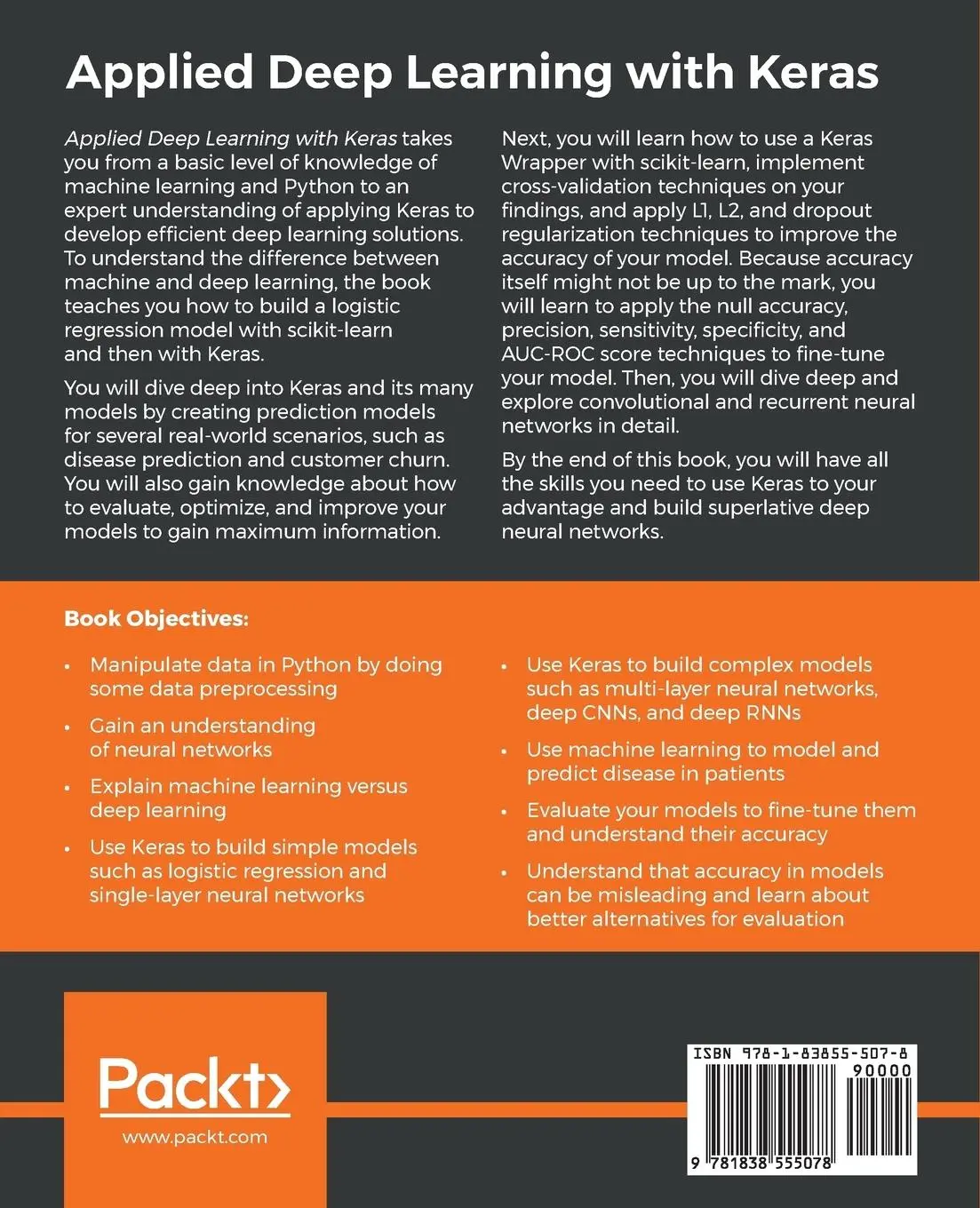 Rückseite: 9781838555078 | Applied Deep Learning with Keras | Ritesh Bhagwat (u. a.) | Buch