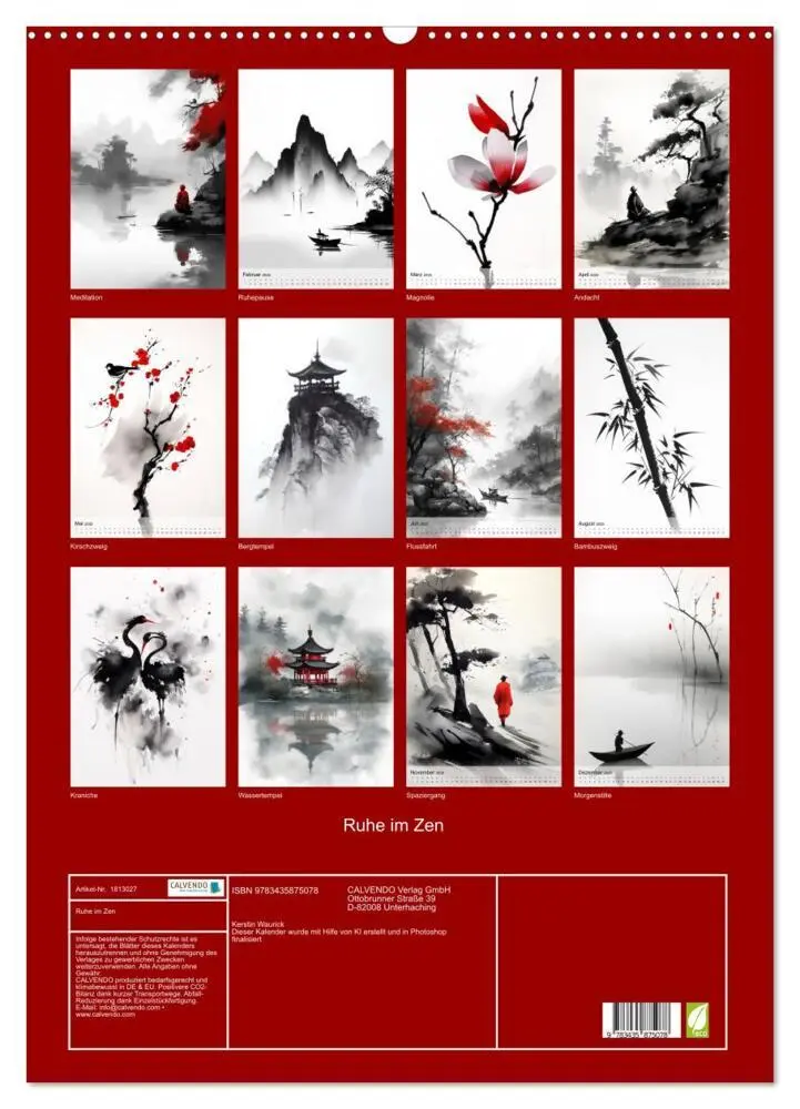 Bild: 9783435875078 | Ruhe im Zen (Wandkalender 2025 DIN A2 hoch), CALVENDO Monatskalender