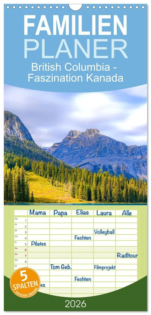 Cover: 9783516505078 | Familienplaner 2026 - British Columbia - Faszination Kanada mit 5...
