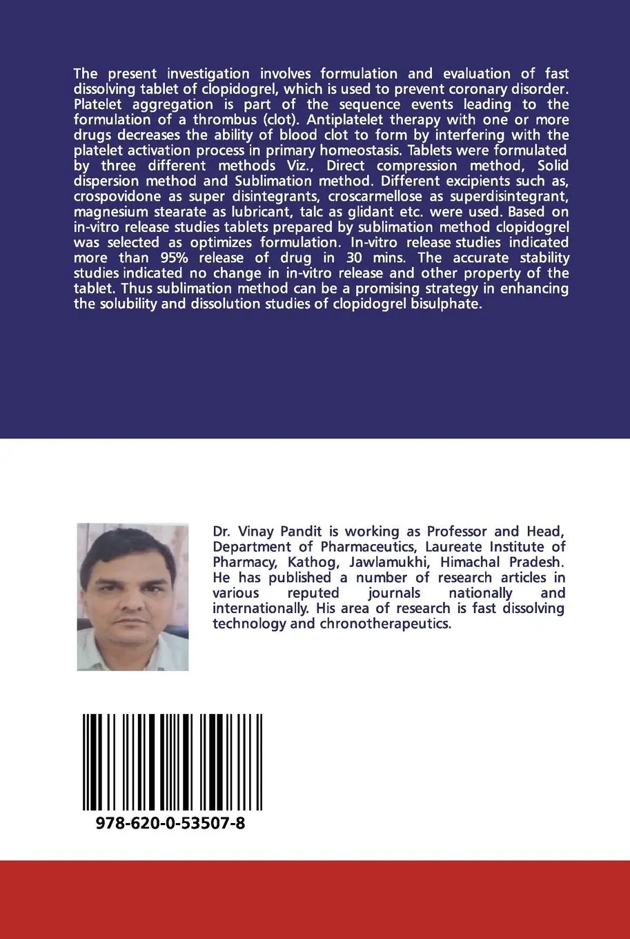 Rückseite: 9786200535078 | Formulation and Evaluation of Fast Dissolving Tablet of Clopidogrel